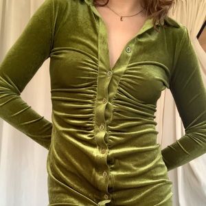 button up velvet dress
